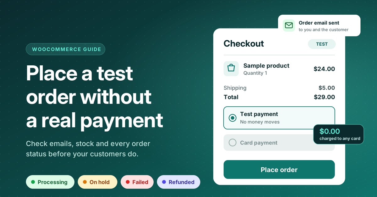 How to place a WooCommerce test order without a real payment
